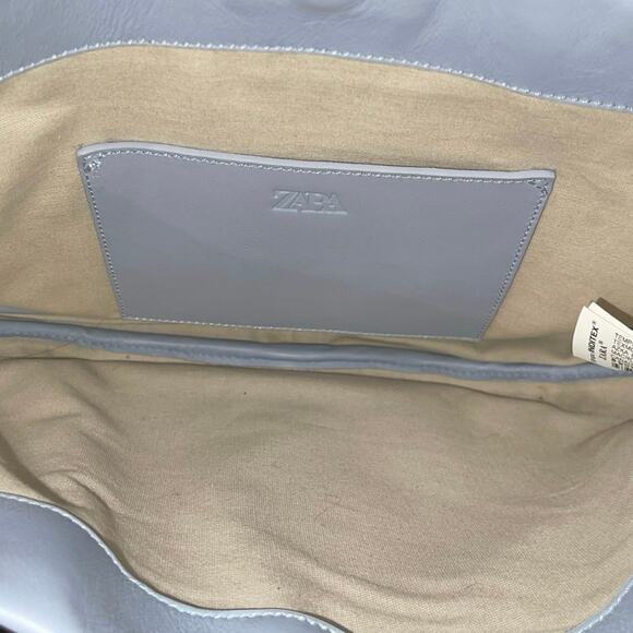 Zara Leather Half Moon Crossbody Bag Crescent Purse Limited Edition Pastel Blue - Picture 4 of 4